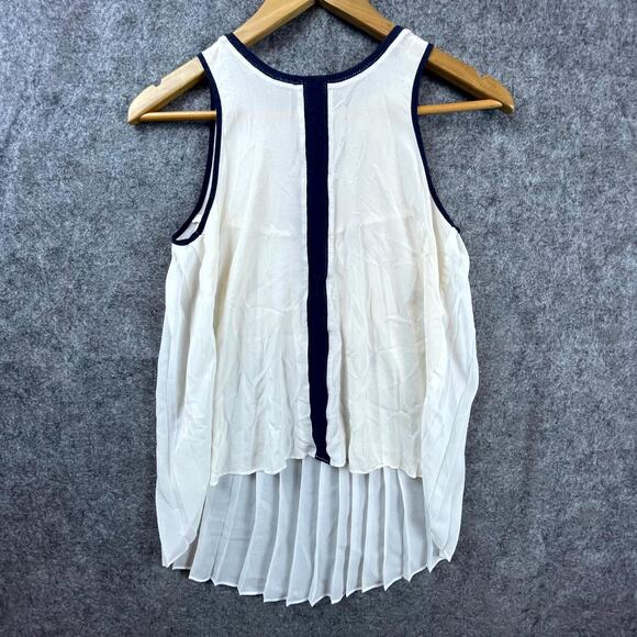 Greylin Tank Top Womens Small White Pleated Sleeveless Sheer Office Career - Picture 1 of 5